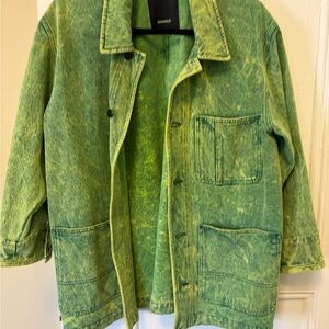 Green Acid-Wash Denim Jacket